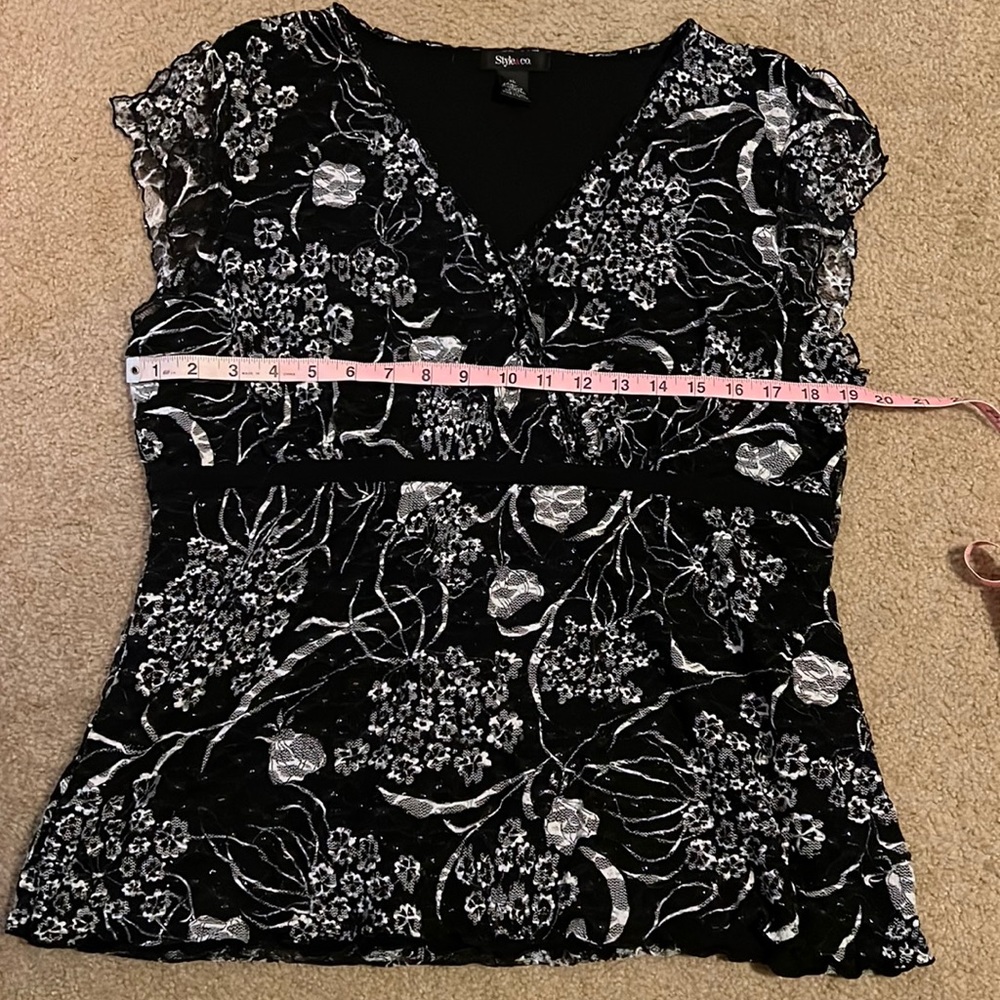 Style & Co Black & White Lace Blouse
